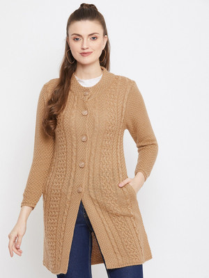 Zigo Woven Round Neck Casual Women Brown Sweater