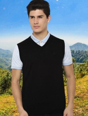 jorden4u Solid V Neck Formal Men Black Sweater