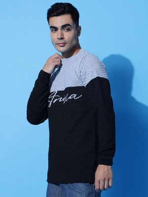 ANIXA Colorblock Crew Neck Casual Men Multicolor Sweater