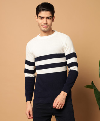 MORKEL Striped Round Neck Casual Men Multicolor Sweater