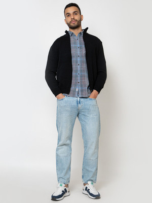 ARMISTO Solid Collared Neck Party Men Black Sweater