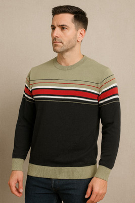 knotrixx Self Design Round Neck Casual Men Red Sweater