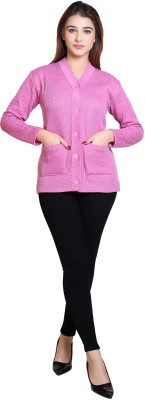 vaani Solid V Neck Casual Women Reversible Pink Sweater