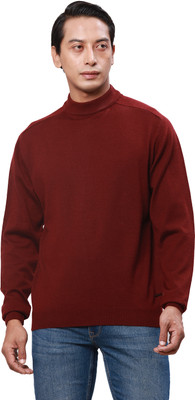 PARK AVENUE Solid Turtle Neck Casual Men Red Sweater