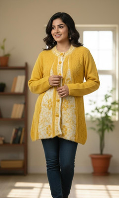 Fashionpoint Solid Round Neck Casual Women White, Yellow Sweater