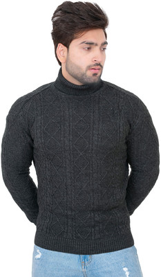 Dartline Solid Round Neck Party Men Grey Sweater