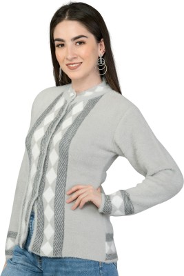 lady willington Self Design Round Neck Casual Women Grey Sweater