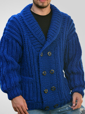 Mast & Harbour Self Design V Neck Casual Men Blue Sweater