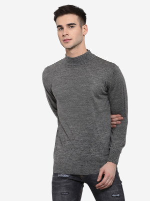513 Solid Turtle Neck Casual Men Grey Sweater
