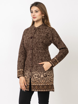 TWENTY ME Printed Round Neck Casual Women Brown Sweater