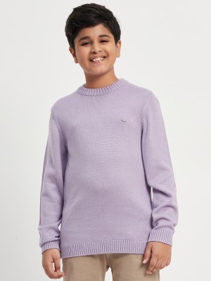 Purple United Kids Woven Round Neck Casual Boys & Girls Purple Sweater