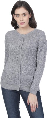 Hautemoda Solid Round Neck Casual Women Grey Sweater