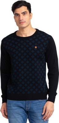 Raymond Solid Round Neck Formal Men Black Sweater