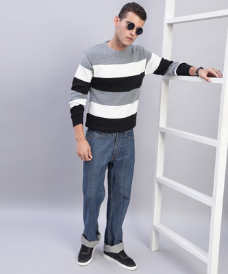 MYLES Striped Round Neck Casual Men Multicolor Sweater