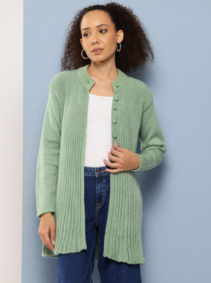 METRONAUT Solid Collared Neck Casual Women Green Sweater