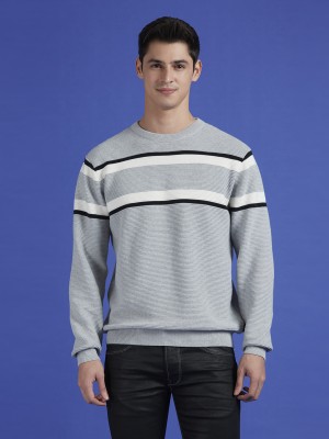 Pepe Jeans Striped Round Neck Casual Men Grey Sweater