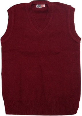 Rajindras Solid, Self Design V Neck Casual Men Maroon Sweater