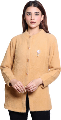 hrd7 Self Design Round Neck Casual Women Beige Sweater