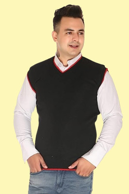 ZAKOD Solid V Neck Casual Men Black Sweater