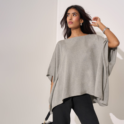 Annabelle by Pantaloons Solid Round Neck Casual Women Grey Sweater