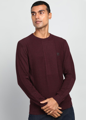 KILLER Self Design Crew Neck Casual Men Purple Sweater