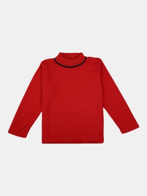 V-MART Solid Round Neck Casual Boys Reversible Red, Red Sweater