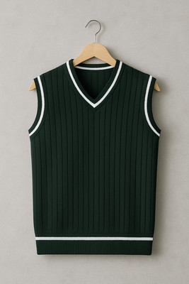 MEAVYIL Self Design V Neck Casual Men Black Sweater