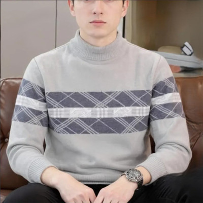 Keenuu Printed Round Neck Casual Men Blue, Grey Sweater