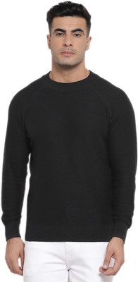 RED TAPE Self Design Round Neck Casual Men Black Sweater