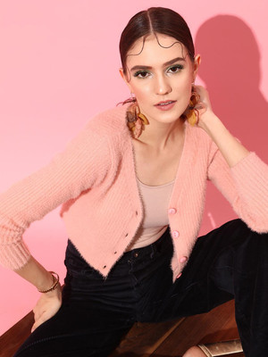 STREET9 Self Design Casual Women Pink Sweater
