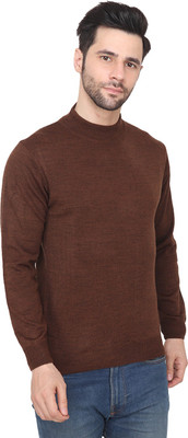 Albion Solid Turtle Neck Casual Men Brown Sweater