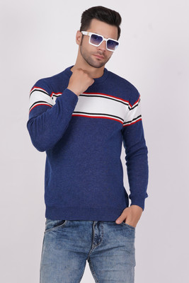 FUKUSO Striped Round Neck Casual Men Multicolor Sweater