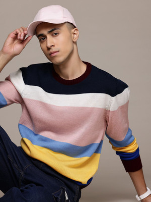 Roadster Striped Round Neck Casual Men Multicolor Sweater