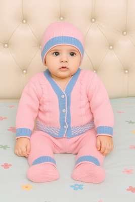 Paryag Baby Boys & Baby Girls Casual Sweater Pyjama(Light Pink)