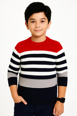 MEGHA SHRISTY ENTERPRISES Striped, Colorblock Round Neck Casual Boys & Girls Multicolor Sweater