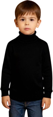 vaani Solid High Neck Casual Boys Black Sweater