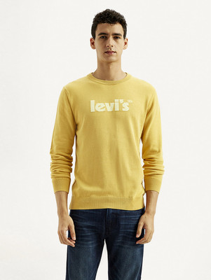 LEVI'S Graphic Print Crew Neck Casual Men Yellow Sweater