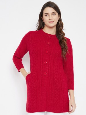 Zigo Woven Round Neck Casual Women Red Sweater