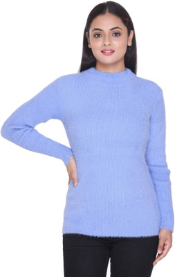 PIPASA WOMEN Solid Crew Neck Casual Women Blue Sweater
