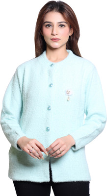 hrd7 Self Design Round Neck Casual Women Light Green Sweater