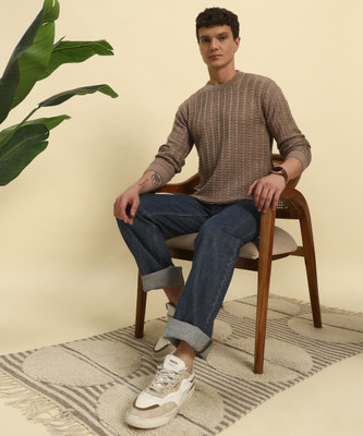 CANBLAR Striped Round Neck Casual Men Multicolor Sweater