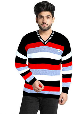 Parth Fashion Woven V Neck Casual Men Multicolor Sweater