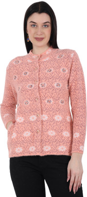 HITTIKA Woven Round Neck Casual Women Pink Sweater