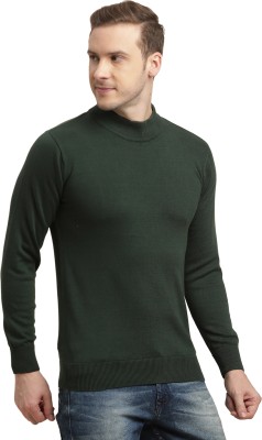 TURTLE Solid High Neck Casual Men Dark Green Sweater