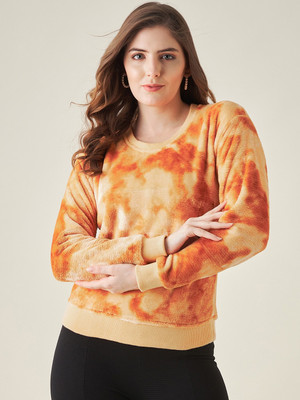 Modeve Self Design Round Neck Casual Women Brown Sweater