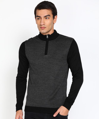 PETER ENGLAND Self Design High Neck Casual Men Red Sweater
