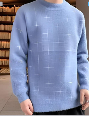 Keenuu Striped Round Neck Casual Men Blue Sweater