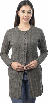 Varenyam Self Design Round Neck Lounge Wear Women Grey Sweater