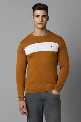 LOUIS PHILIPPE Solid Round Neck Casual Men Brown Sweater