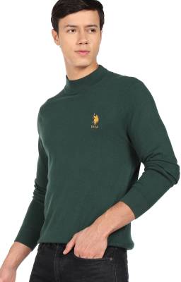 . POLO ASSN. Solid High Neck Casual Men Green Sweater - Buy . POLO  ASSN. Solid High Neck Casual Men Green Sweater Online at Best Prices in  India 